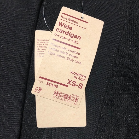 Muji Fleece Knit Wide Cardigan - Black - XS-S - Picture 7 of 7